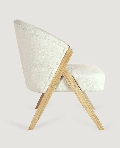 Sagunto Upholstered Wooden Armchair (Bouclé White)     - Marcel Olsen