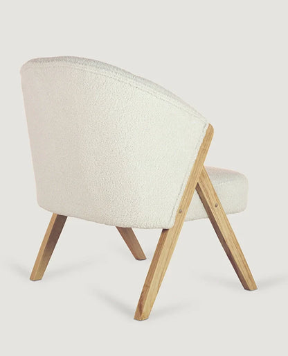 Sagunto Upholstered Wooden Armchair (Bouclé White)     - Marcel Olsen