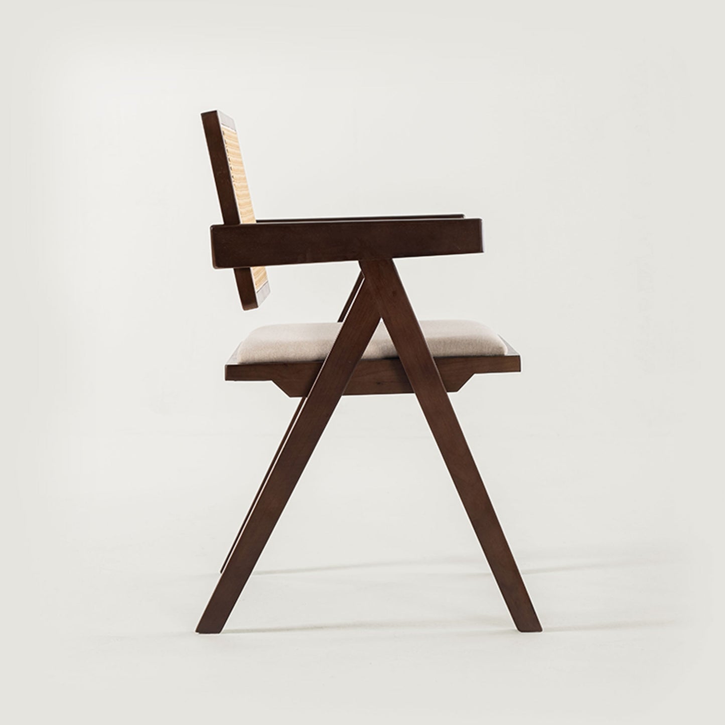 Chiva Rattan & Wood Dining Chair (Chestnut) - Upholstered & Armrests     - Marcel Olsen