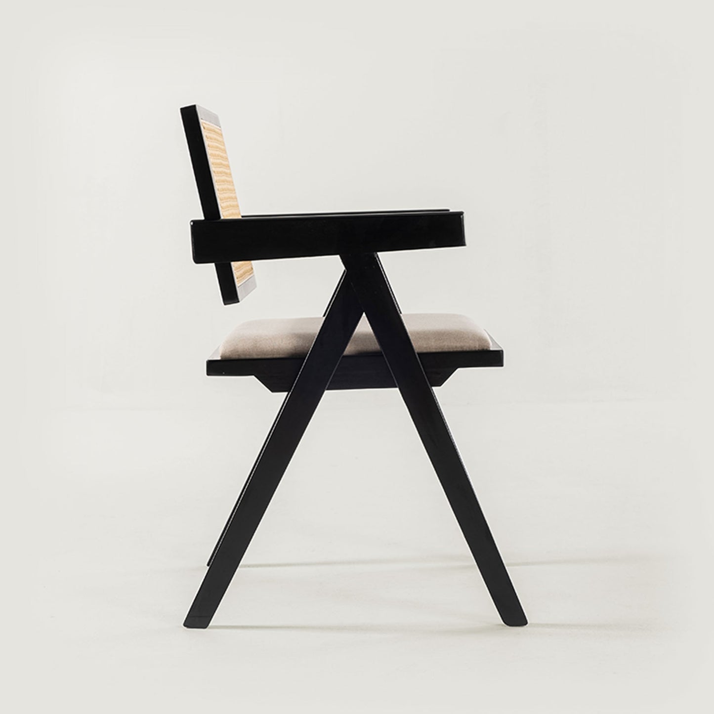 Chiva Rattan & Wood Dining Chair (Ebony) - Upholstered & Armrests     - Marcel Olsen